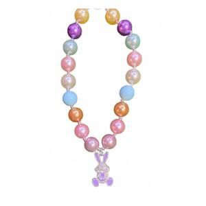 NEW KIDS CHARM girls bubble bunny rhinestone necklace in multi-color